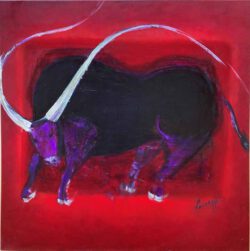 Patricia Pascazzi, Argentina, Bull 2021 oil on canvas 100 x 100 cm