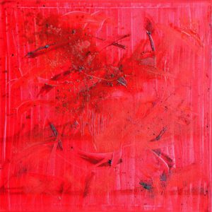 Christy Mitterhuber, Austria, Shadows Of Red, 2020, oil and charcoal on canvas, 80 x 80 cm