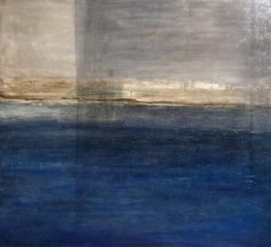 Patricia Pascazzi, Argentina, El Faro II, 2022, enduido, carborundum, oleo sobre tela, 110 x 100 cm