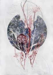 Masha Orlovich, Israel, Peering Into Beauty, 2023, dry point, embossing and monotype on paper, 80 x 53 cm